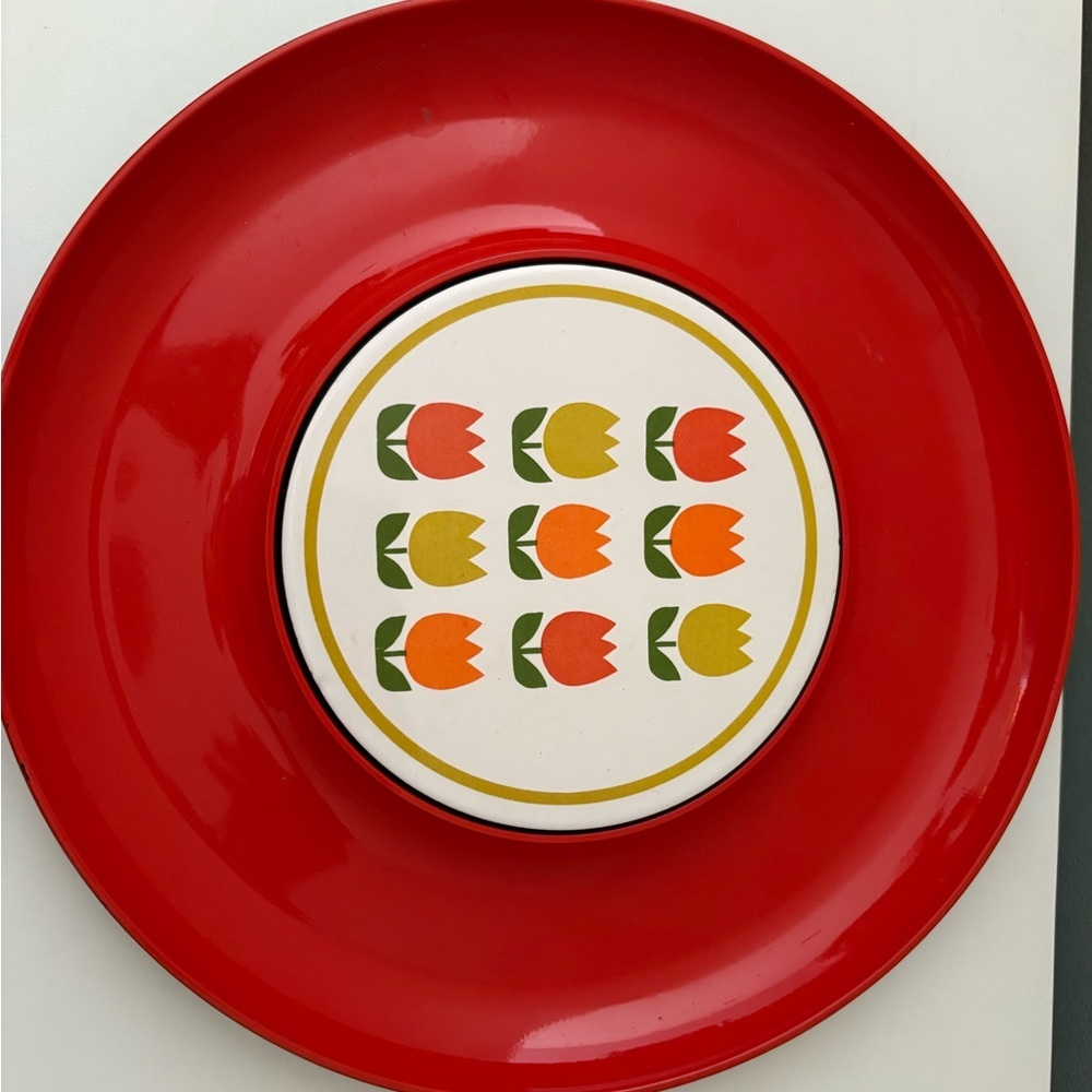 Vintage Imperial international japan tulip cheese plate, serving dish -70s